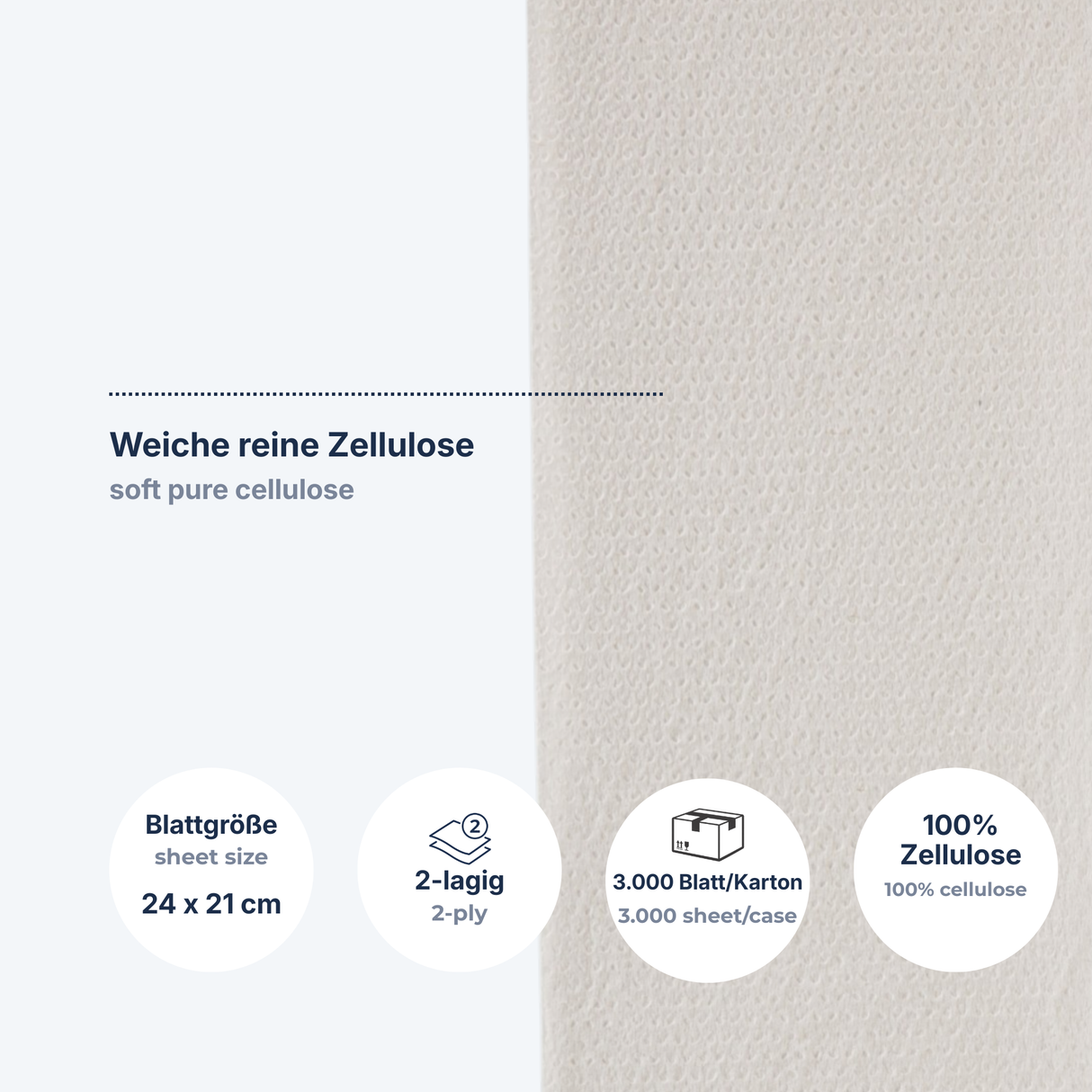 Papierhandtuch 21×24 cm 2-lagig Zellulose C-Falz – 3.000 Blatt/Karton