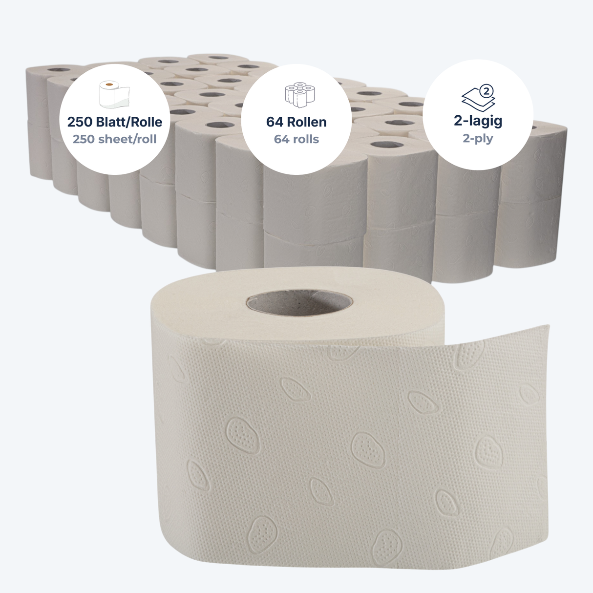 Toilettenpapier 2-lagig Zellulose – 64 Rollen (Großpack)