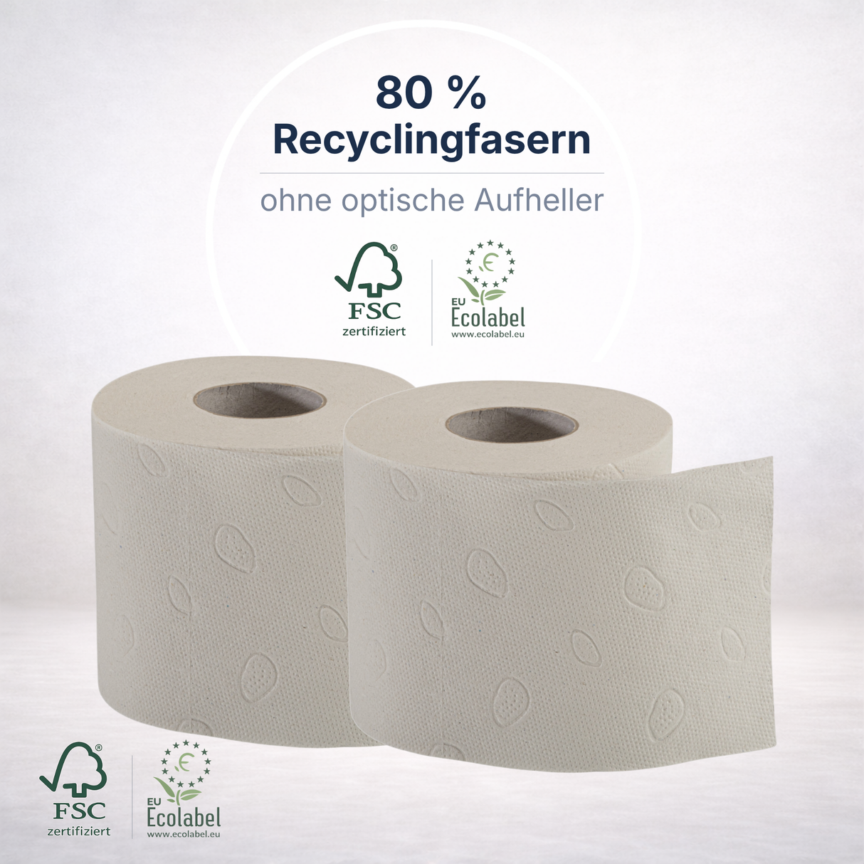 Toilettenpapier 2-lagig Recycling, naturweiß – 64 Rollen à 250 Blatt | Großpack