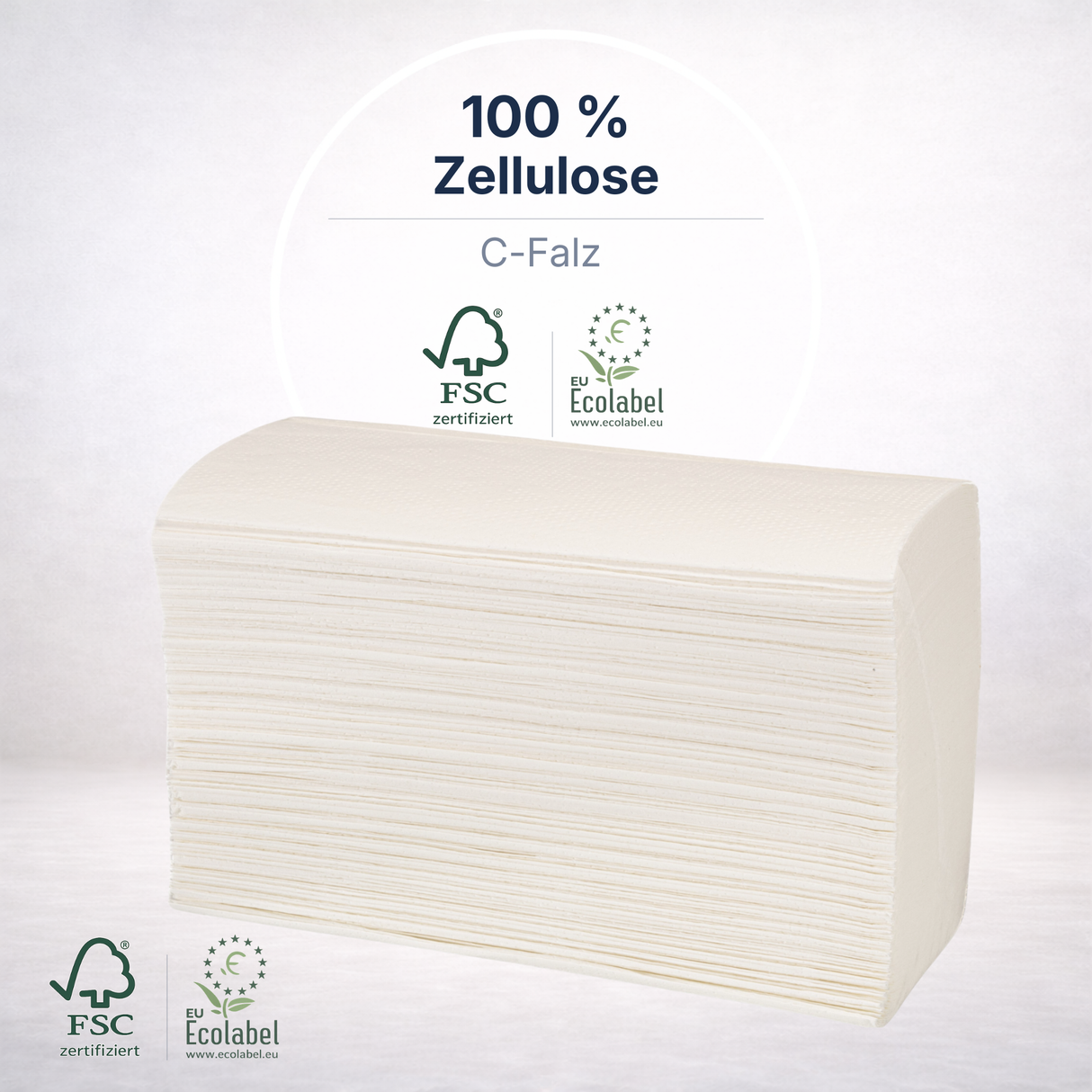 Papierhandtuch 21×24 cm 2-lagig Zellulose C-Falz – 3.000 Blatt/Karton