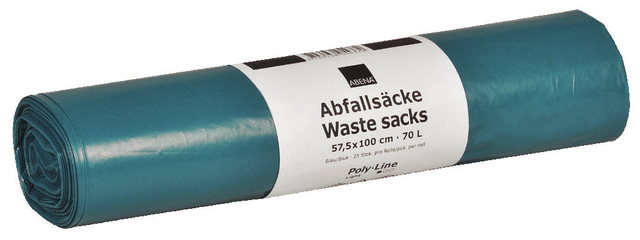 Abfallsack 70 l, 57,5x100 cm, LDPE, Recycling, 32 my - Blau