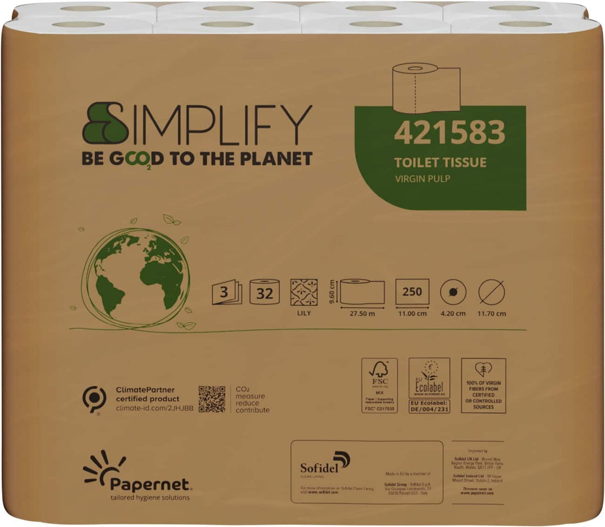 Papernet Toilettenpapier 421583, 3-lagig – 32 Rollen