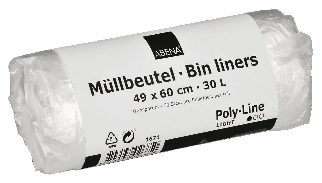 Müllbeutel, 30 l, 49x60 cm, HDPE, 4,5 my - Transparent