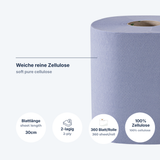 Handtuchrolle Blau 2-lagig Zellulose – 108 m (6 Rollen/Karton)