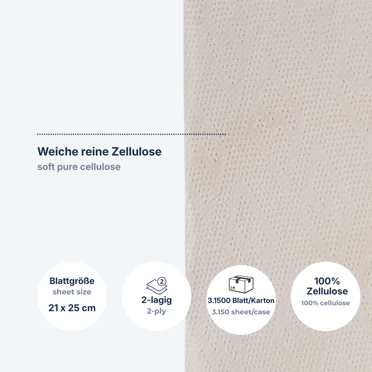 Papierhandtuch 25×21 cm 2-lagig Zellulose V-Falz – 3.150 Blatt/Karton