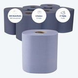 Handtuchrolle Blau 2-lagig Zellulose – 108 m (6 Rollen/Karton)