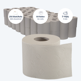 Toilettenpapier 2-lagig Recycling, naturweiß – 64 Rollen à 250 Blatt | Großpack