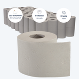 Toilettenpapier 3-lagig Recycling, naturweiß – 64 Rollen à 250 Blatt | Großpack