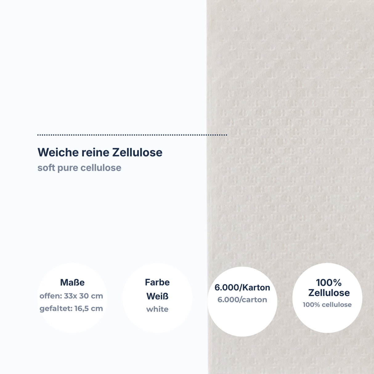 Servietten 33×30 cm 1-lagig Zellulose – 6.000 Stück/Karton