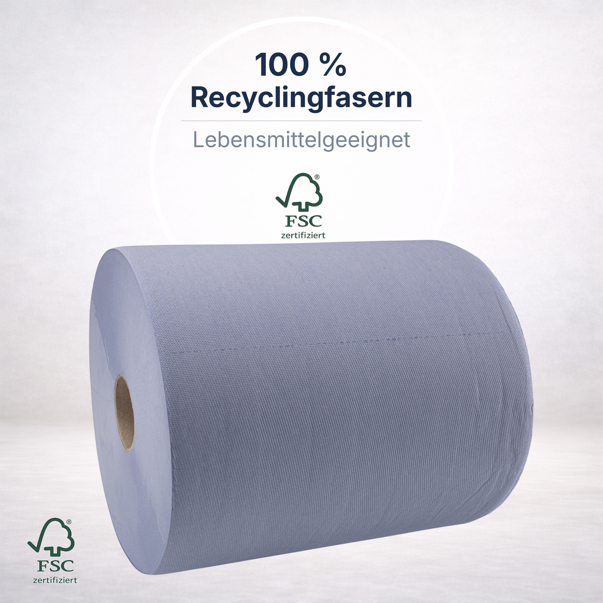 Putztuchrolle Blau 3-lagig Zellulose – 340 m / 1000 Abrisse (1 Rolle/Karton)