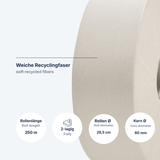 Jumbo-Toilettenpapier Maxi 2-lagig Zellulose, weiß – 12 Rollen à 360 m | Großpack