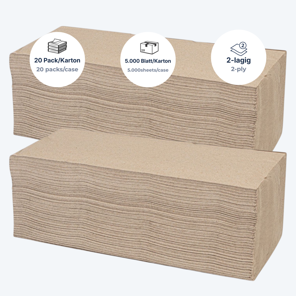 Papierhandtuch 25×21 cm 2-lagig Recycling Z-Falz – 5.000 Blatt/Karton