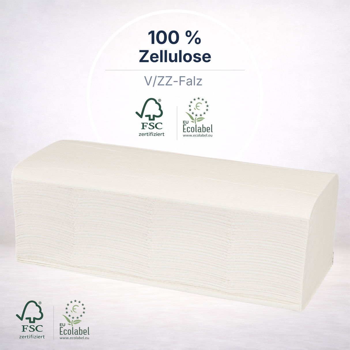 Papierhandtuch 25×21 cm 2-lagig Zellulose V-Falz – 3.150 Blatt/Karton