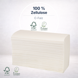 Papierhandtuch 21×24 cm 2-lagig Zellulose C-Falz – 3.000 Blatt/Karton