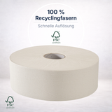 Jumbo-Toilettenpapier Maxi 2-lagig Zellulose, weiß – 12 Rollen à 360 m | Großpack