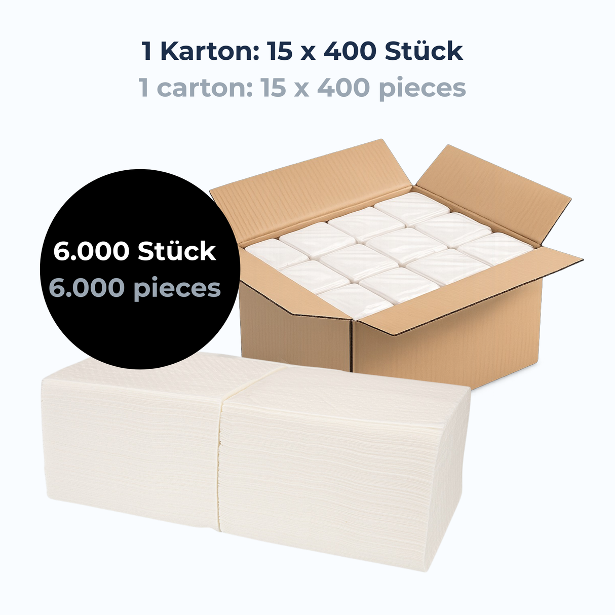Servietten 33×30 cm 1-lagig Zellulose – 6.000 Stück/Karton