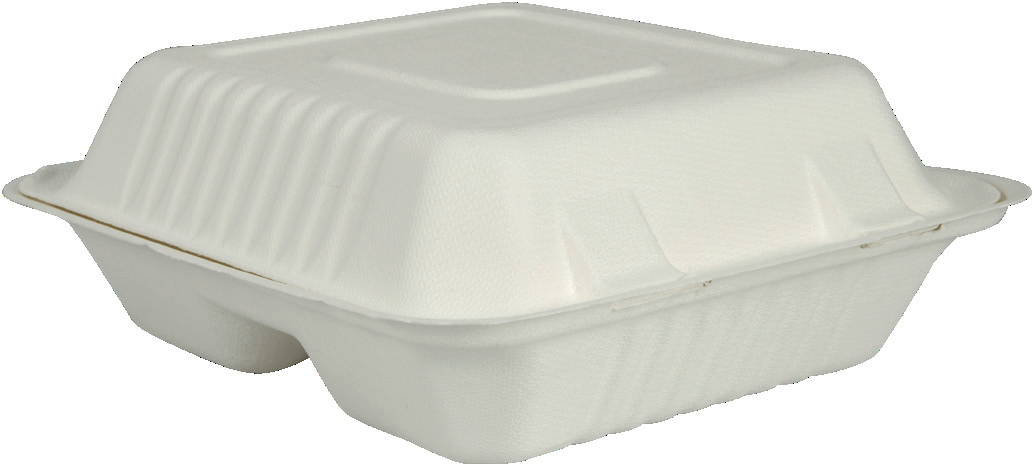 ABENA Bagasse-Menübox, 3-geteilt – 200 Stück im Karton – Restposten