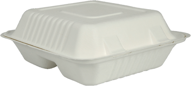 ABENA Bagasse-Menübox, 3-geteilt – 200 Stück im Karton – Restposten