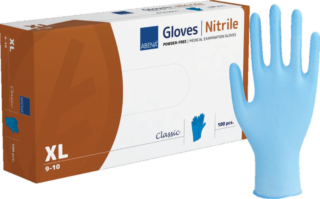 ABENA Nitril Classic Einmalhandschuhe, puderfrei, blau – 100er-Box