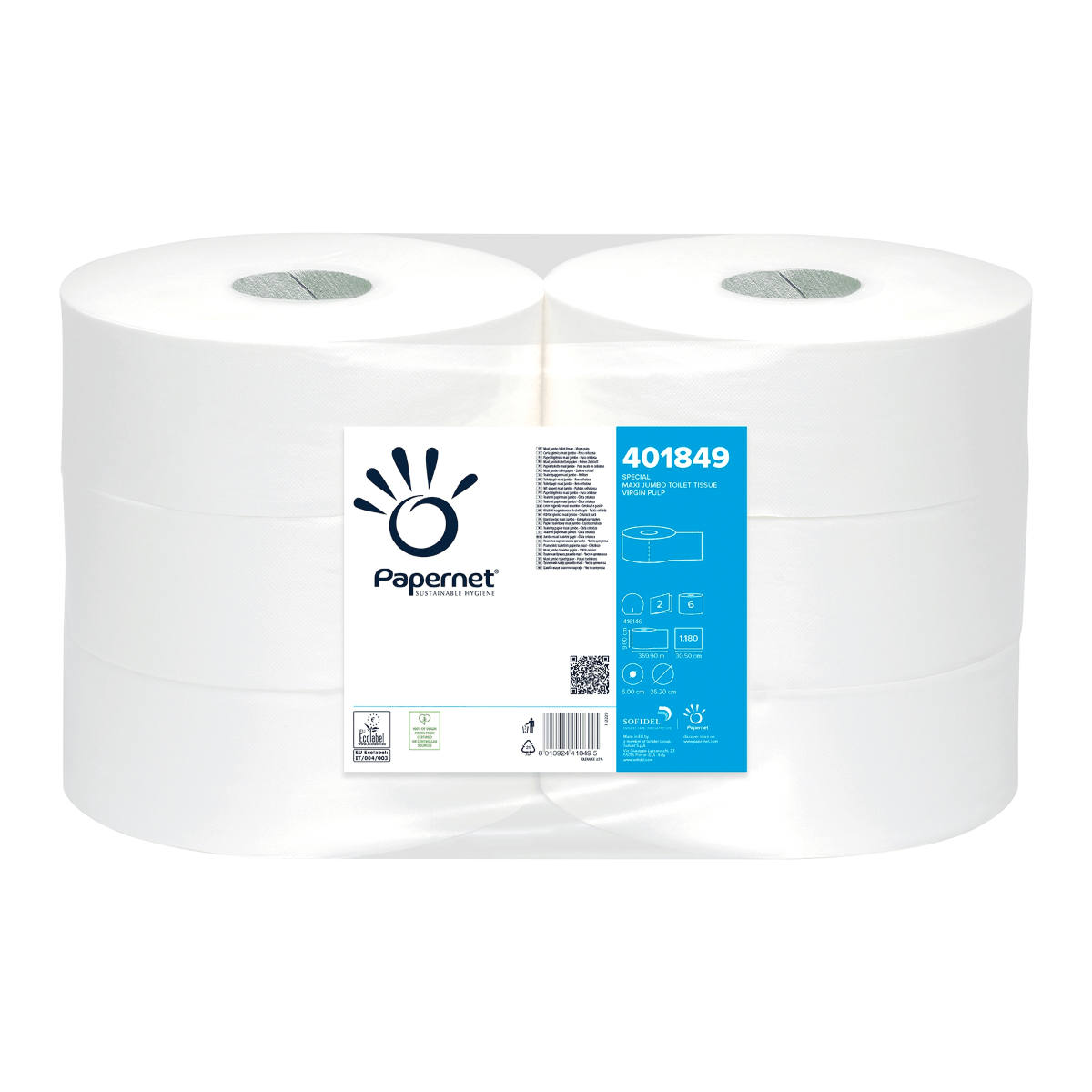 Papernet Jumbo-Toilettenpapier 401849, 2-lagig – 6 Rollen