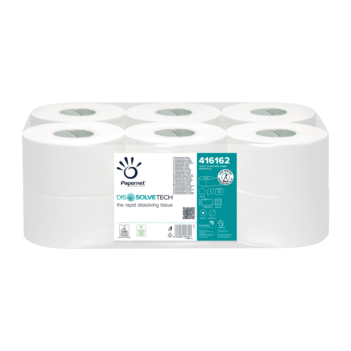 Papernet Jumbo-Toilettenpapier 416162, 1-lagig – 12 Rollen
