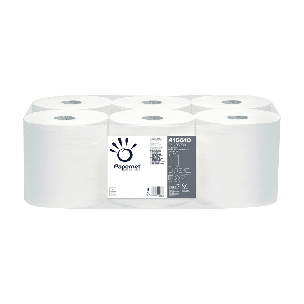 Papernet Handtuchrollen mit Innenabwicklung 416610, 1-lagig – 6 Rollen