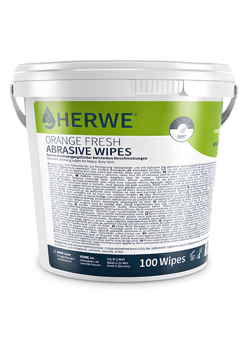 HERWE ORANGE FRESH ABRASIVE WIPES – 100 Tücher, Eimer