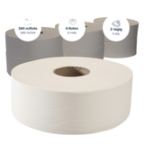 Jumbo-Toilettenpapier Maxi 2-lagig Recycling, naturweiß – 6 Rollen à 350 m | Großpack