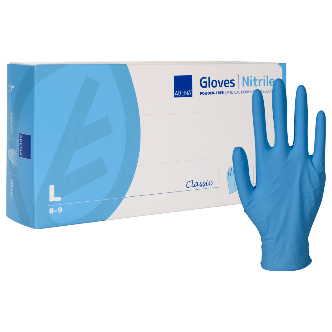 ABENA Nitril-Einmalhandschuhe in Blau mit Originalverpackung